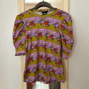 Nooworks “Jammin” puff sleeve top, Medium